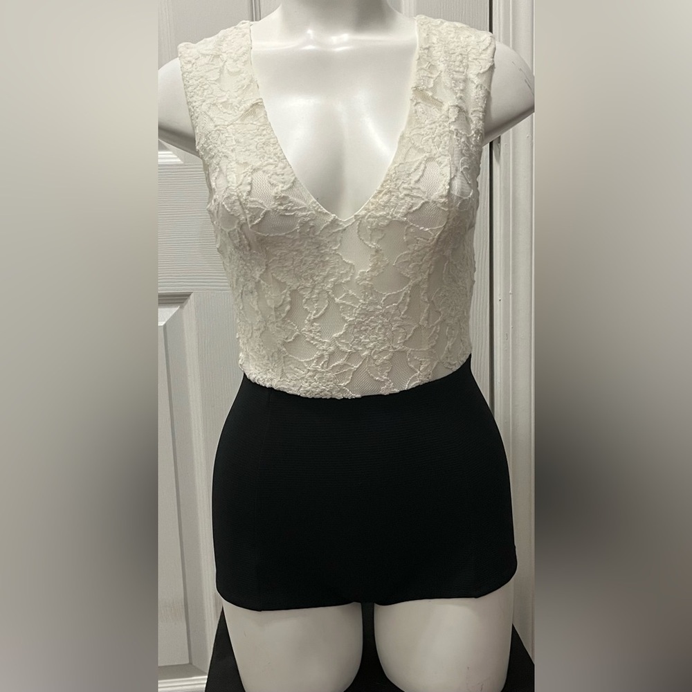 Urban Outfitters COPE Sexy Short Shorts Romper Crochet Top Size S